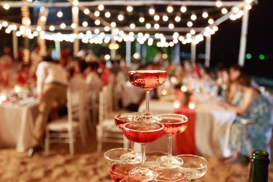 Wedding reception ideas: A champagne coupe centerpiece 