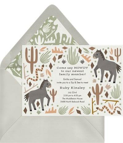 Western invitations: Howdy Baby Invitation