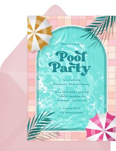 Beach birthday party: Palm Springs Pool Invitation