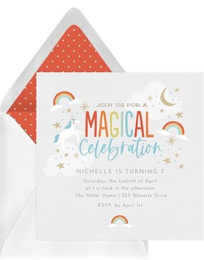 Unicorn Rainbow Magic Invitation