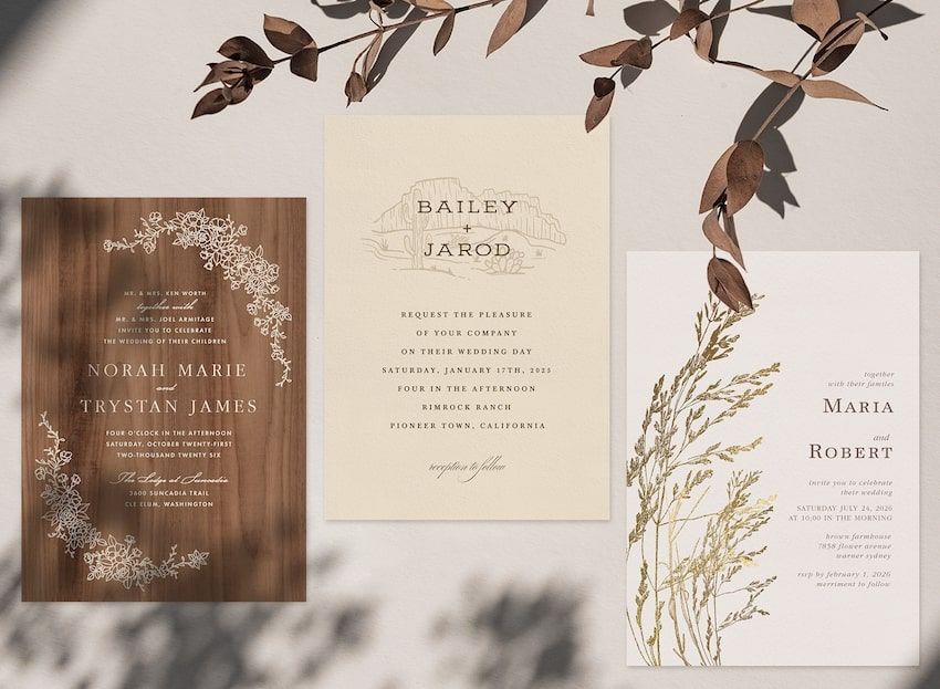 Country wedding invitation cards