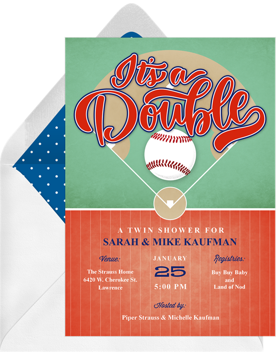 Baby shower invitations for boys: The Double Header invitation design from Greenvelope
