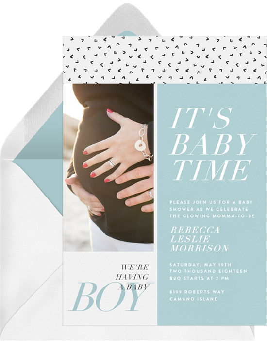 Baby shower invitations for boys: the Fun Sophistication invitation design from Greenvelope