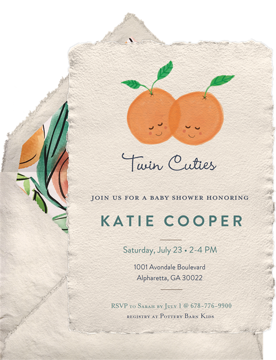 Twin Cuties baby sprinkle invitations from Greenvelope