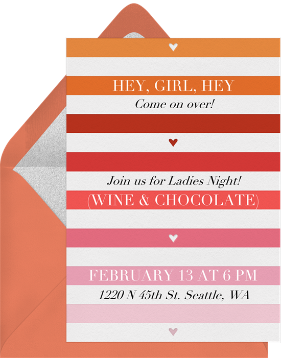 Tea party invitations: the Hearts and Stripes invitation design from Greenvelope