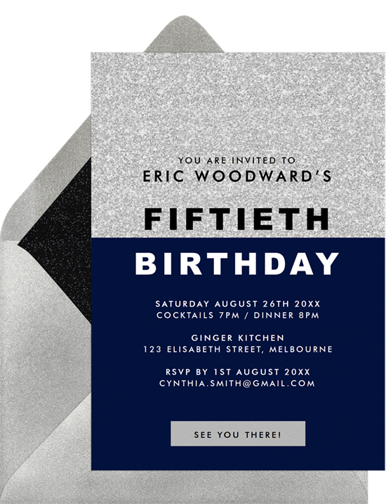 Party on Top 50th birthday invitations from Greenvelope