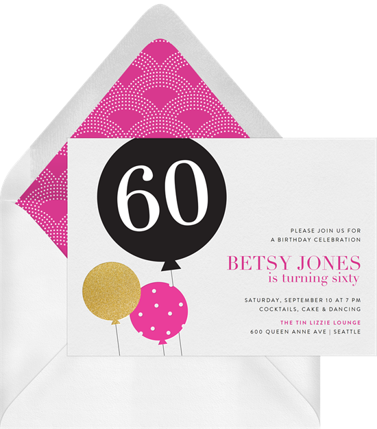 Milestone Balloon 50th birthday invitations from Greenvelope