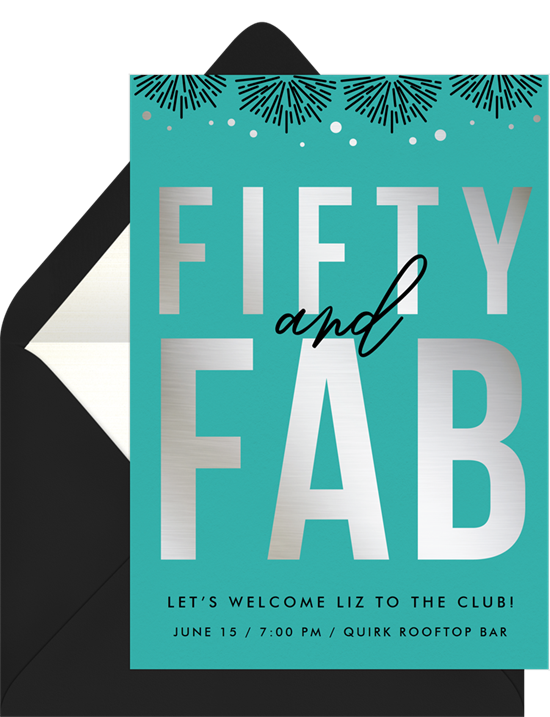 Fifty and Fab 50th birthday invitations from Greenvelope
