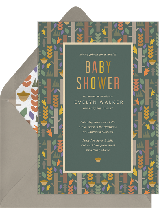 Woodland Baby Shower invitations from Greenvelope 
