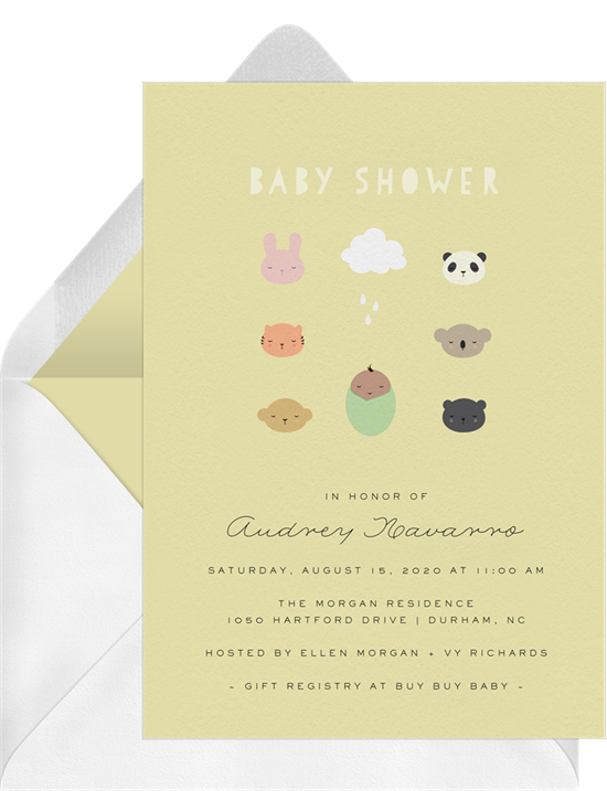 Animal Friends woodland baby shower invitations from Greenvelope