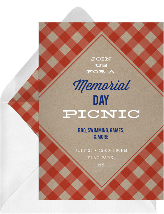 Memorial day picnic invitation with message