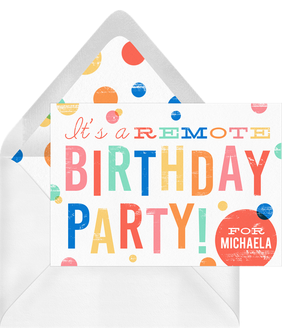 A colorful virtual birthday party invitation
