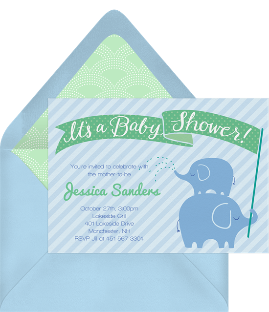 Baby shower invitations for boys: the Stacked Elephants invitation design from Greenvelope